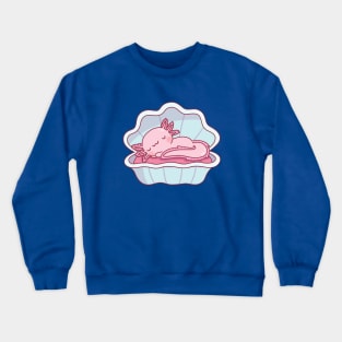 Cute Axolotl Sleeping In A Seashell Crewneck Sweatshirt